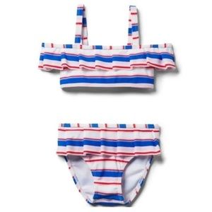 Janie and Jack NWT red white & blue ruffled two piece swimsuit size 6-12 months